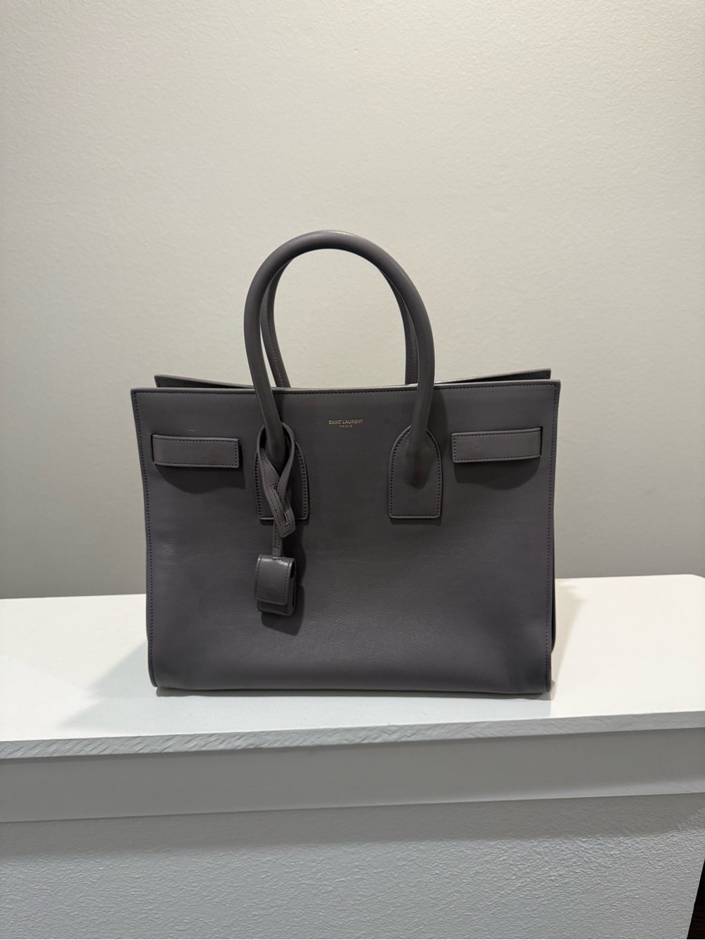 Saint Laurent Gray Leather Small Sac de Jour Tote